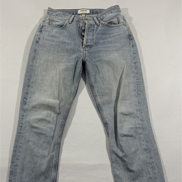 Agolde Jeans Womens Riley Straight Leg High Rise Blue Denim Button Fly Sz 23 - Picture 2 of 13
